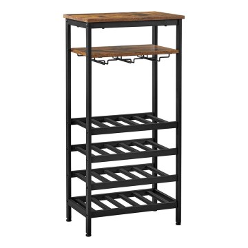 Scaffale multiuso per bottiglie di vino e calici NAVARO marrone/nero