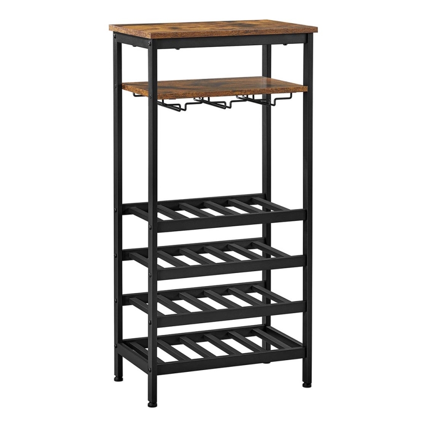 Scaffale multiuso per bottiglie di vino e calici NAVARO marrone/nero