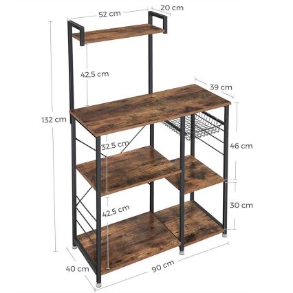 Scaffale per cucina MARGE marrone/nero