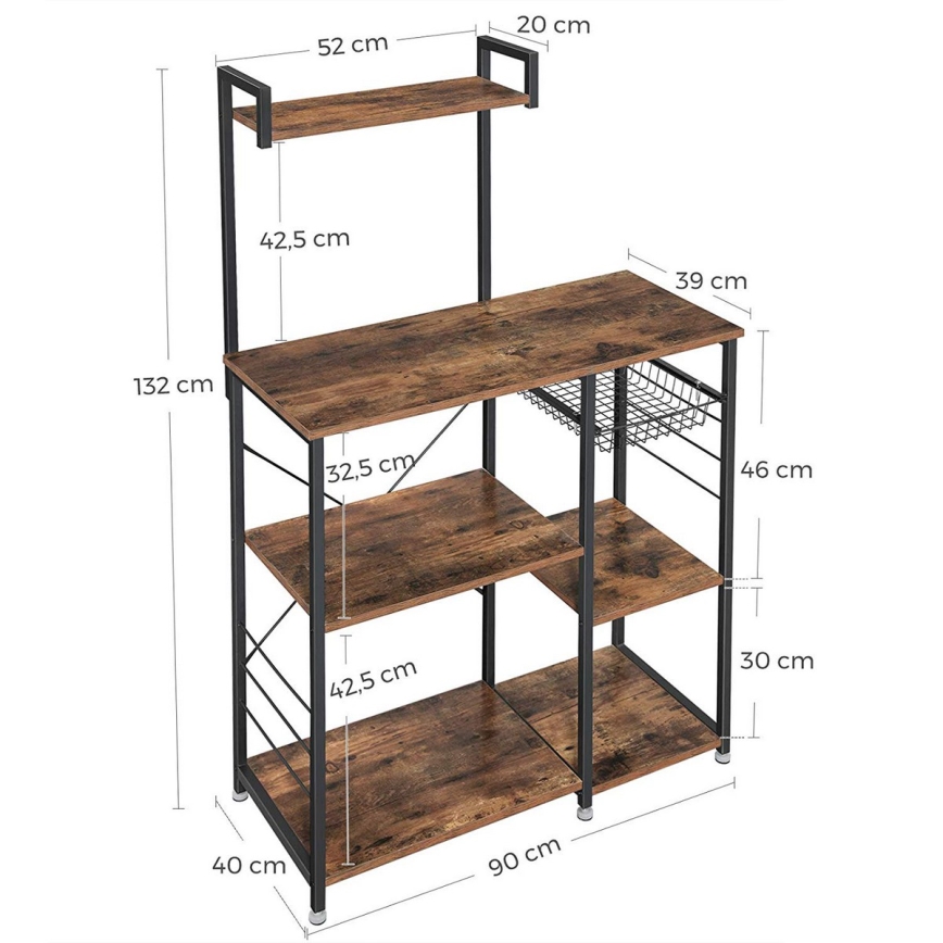 Scaffale per cucina MARGE marrone/nero