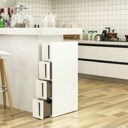 Scaffale universale a ripiani per cucina MARGE bianco/marrone