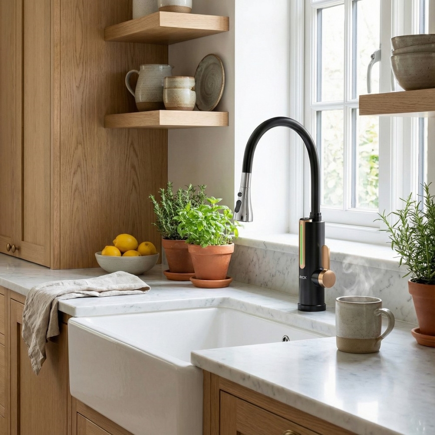 Scaldabagno istantaneo con display LED 3000W/230V IPX4 nero