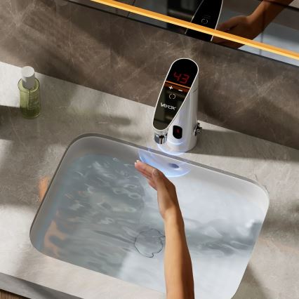 Scaldabagno a flusso continuo touch con sensore e display LED 3000W/230V IPX4 bianco