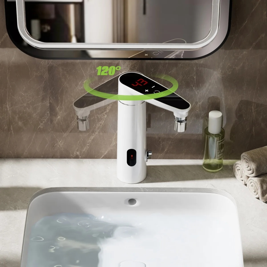 Scaldabagno a flusso continuo touch con sensore e display LED 3000W/230V IPX4 bianco