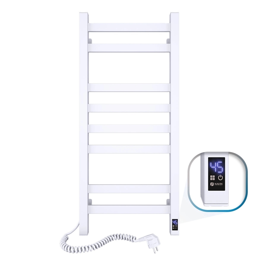 Scaldasalviette a pioli per bagno AVANGARD con termostato, 251 W / 230 V, 80,6 cm, IP44, bianco, sinistro