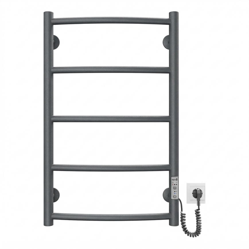 Scaldasalviette a scala CLASSIC 65W/230V 66x42 cm acciaio inox/antracite, lato destro