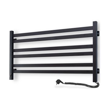 Scaldasalviette a scala con termostato AVANGARD 316W/230V 50,6 cm IP44 nero, lato destro, squadrato