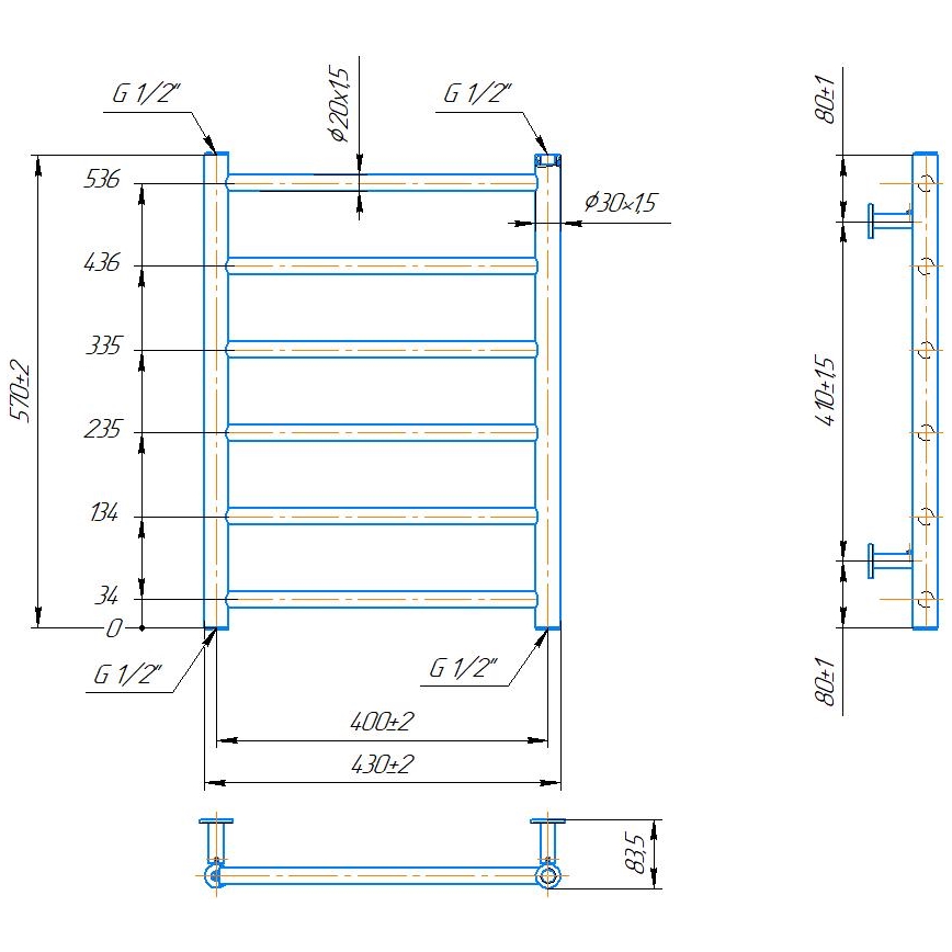 Scaldasalviette a scala da bagno INOX FLAT 122W/230V 57x43 cm inox/bianco