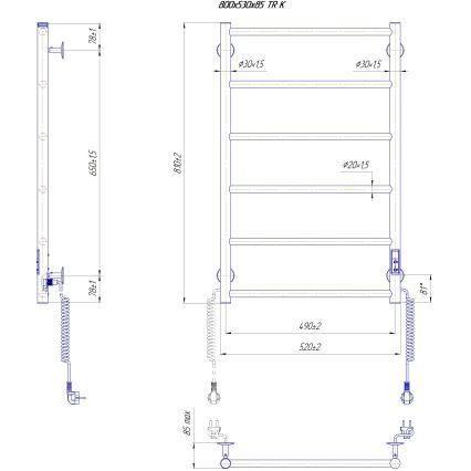 Scaldasalviette a scala per bagno CLASSIC 110W/230V 81x52 cm acciaio inox/bianco destro