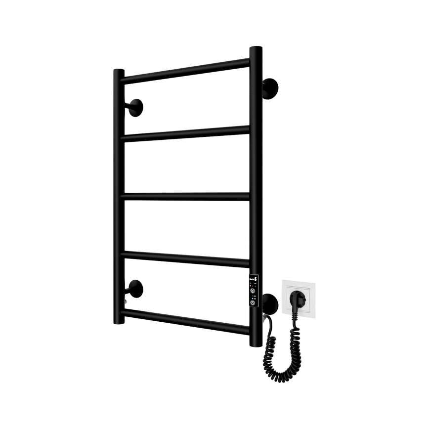 Scaldasalviette a scala per bagno CLASSIC 65W/230V 66x42 cm acciaio inossidabile/nero, attacco destro