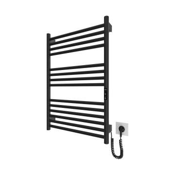 Scaldasalviette a scala per bagno HF GREENWICH 170W/230V 77x53 cm, nero, lato destro, tubi rotondi