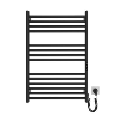 Scaldasalviette a scala per bagno HF GREENWICH 170W/230V 77x53 cm, nero, lato destro, tubi rotondi