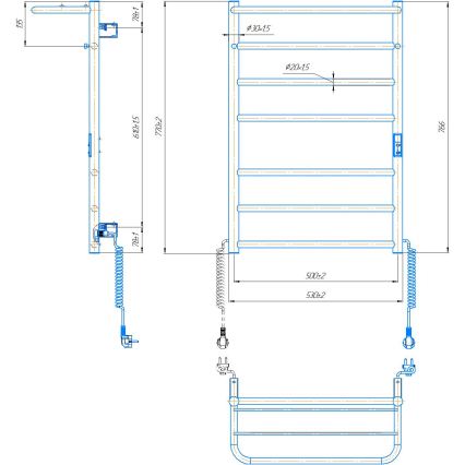 Scaldasalviette a scala per bagno HOME 95W/230V 77x53 cm acciaio inox/cromato destro