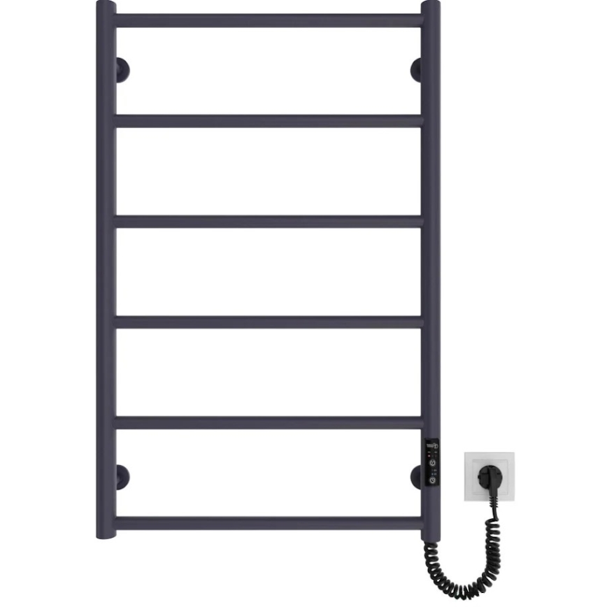 Scaldasalviette a scaletta CLASSIC 110W/230V 81x52 cm inox/antracite, attacco destro