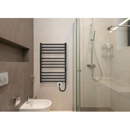 Scaldasalviette a scaletta da bagno HF LONDON 165W/230V 77x53 cm nero destro