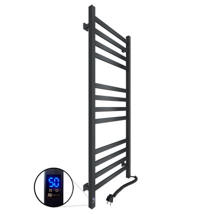 Scaldasalviette da bagno AVANGARD con termostato — 459 W / 230 V, 120,6 cm, IP44, nero, destro, profilo quadrato
