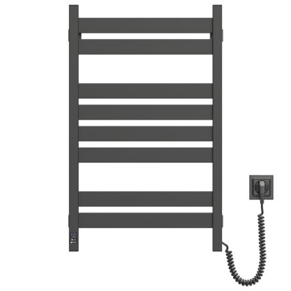 LARGO 432W/230V Scaldasalviette da bagno a scaletta quadrato da 80,6 cm con termostato, IP44, nero, lato destro