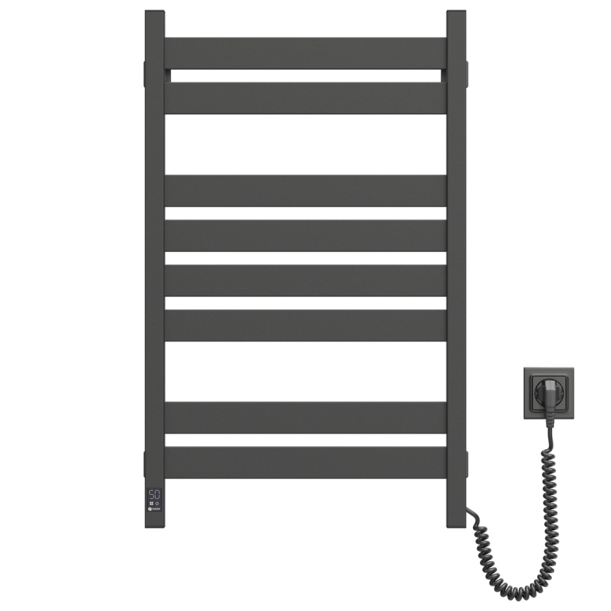 LARGO 432W/230V Scaldasalviette da bagno a scaletta quadrato da 80,6 cm con termostato, IP44, nero, lato destro