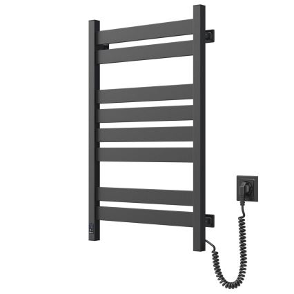 LARGO 432W/230V Scaldasalviette da bagno a scaletta quadrato da 80,6 cm con termostato, IP44, nero, lato destro