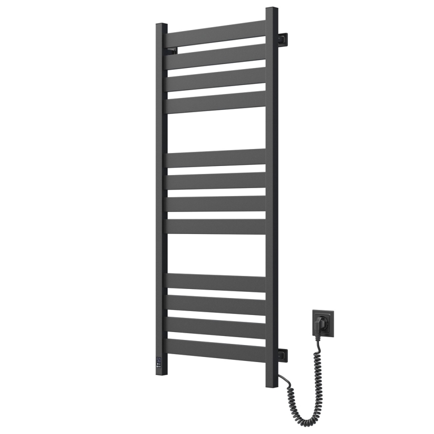 Scaldasalviette da bagno a scaletta con termostato LARGO 541W/230V 120,6 cm IP44 nero profilo quadrato destro