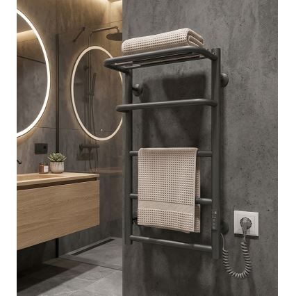 Scaldasalviette da bagno a scala HOTEL 75W/230V 66x42 cm acciaio inox/antracite lato destro