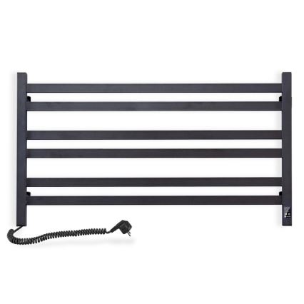Radiatore scaldasalviette a scala per bagno AVANGARD con termostato, 316 W / 230 V, 50,6 cm, IP44, nero, sinistro, profilo quadrato