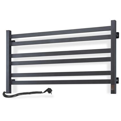 Radiatore scaldasalviette a scala per bagno AVANGARD con termostato, 316 W / 230 V, 50,6 cm, IP44, nero, sinistro, profilo quadrato