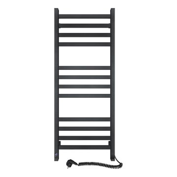 Scaldasalviette da bagno AVANGARD con termostato — 459 W / 230 V, 120,6 cm, IP44, nero, destro, profilo quadrato