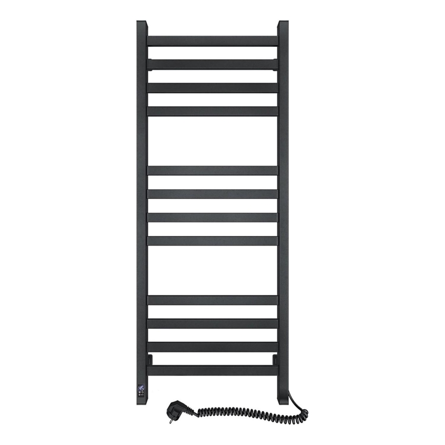 Scaldasalviette da bagno AVANGARD con termostato — 459 W / 230 V, 120,6 cm, IP44, nero, destro, profilo quadrato