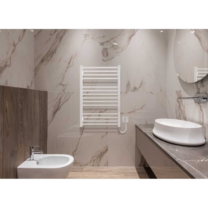 Scaldasalviette da bagno HF DERBY 170W/230V 77x53 cm bianco, lato destro