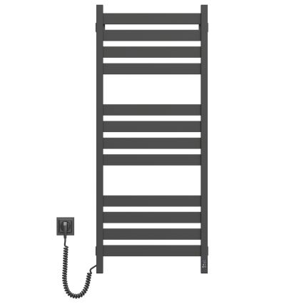 LARGO 541 W/230 V Scala da bagno Scaldasalviette con termostato, 120,6 cm, IP44, Nero, Sinistra, Profilo quadrato