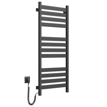 LARGO 541 W/230 V Scala da bagno Scaldasalviette con termostato, 120,6 cm, IP44, Nero, Sinistra, Profilo quadrato