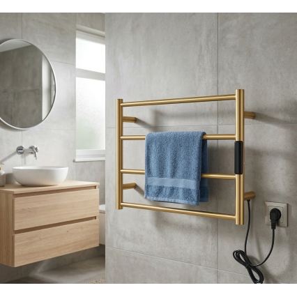 Scaldasalviette elettrico 56 x 37 cm, 36 W, acciaio inox/dorato