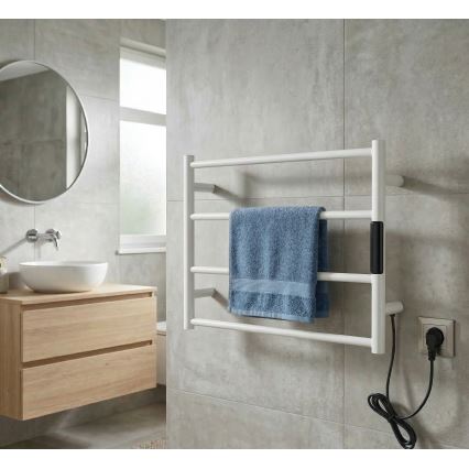 Scaldasalviette elettrico 56x37 63W acciaio inox/bianco