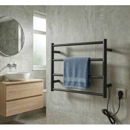 Scaldasalviette elettrico 56x37 63W acciaio inox/nero