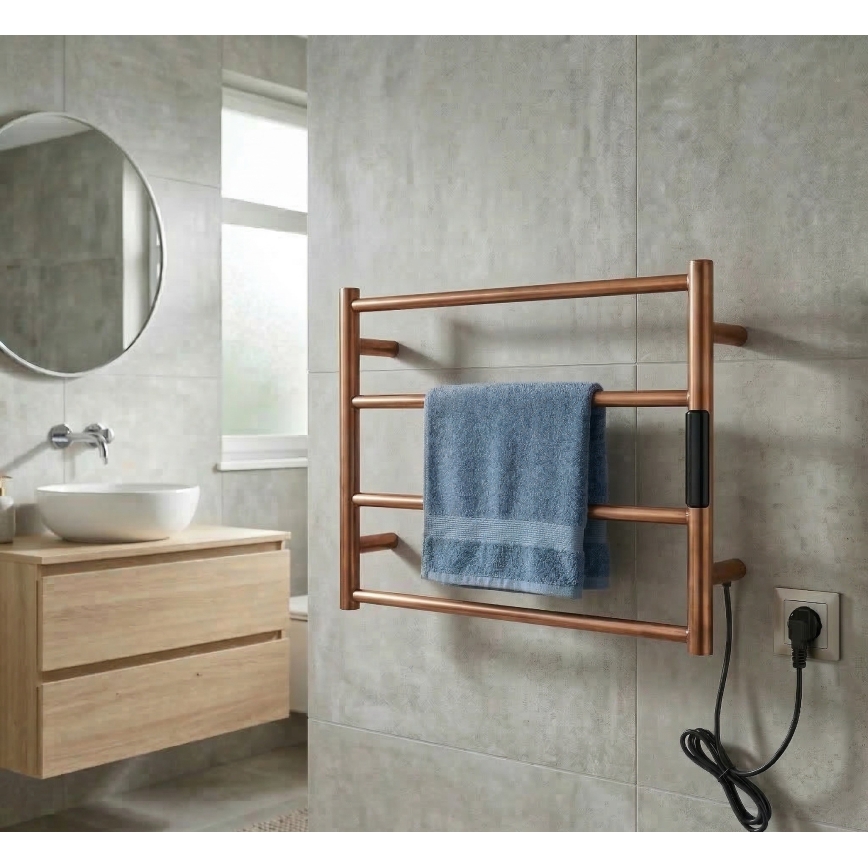 Scaldasalviette elettrico 56x37 63W acciaio inox/ramato