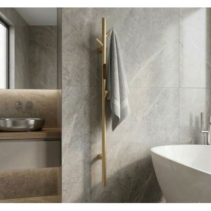 Scaldasalviette elettrico a barra 118 cm, 30 W, finitura oro