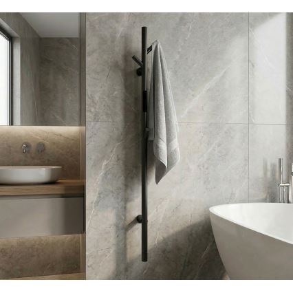 Scaldasalviette elettrico a barra 118 cm 30W nero