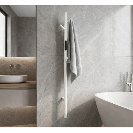 Scaldasalviette elettrico a barra per asciugamani 118 cm 30W bianco