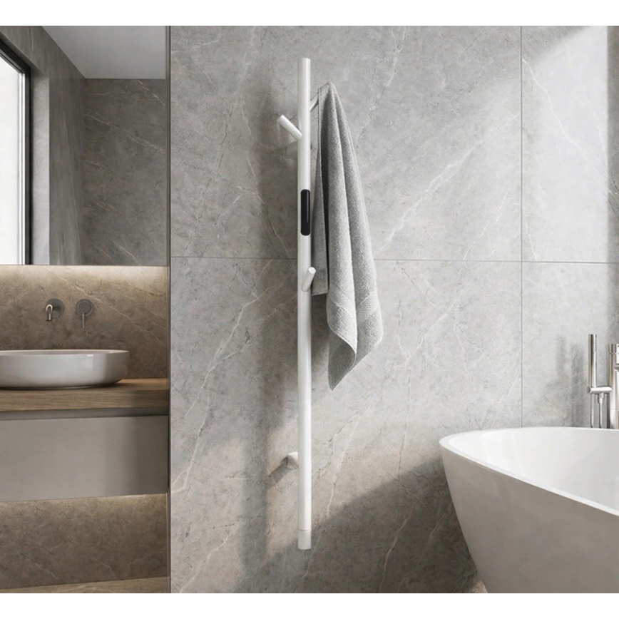 Scaldasalviette elettrico a barra per asciugamani 118 cm 30W bianco