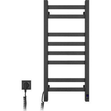 Scaldasalviette elettrico con termostato AVANGARD 105W 80x36 cm, nero, lato sinistro