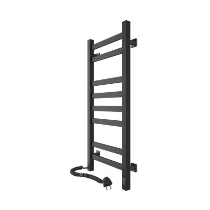 Scaldasalviette elettrico con termostato AVANGARD 105W 80x36 cm, nero, lato sinistro