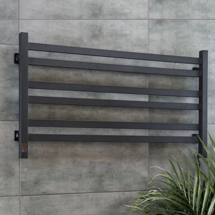 Scaldasalviette elettrico con termostato AVANGARD 181W 50x90 cm nero destro