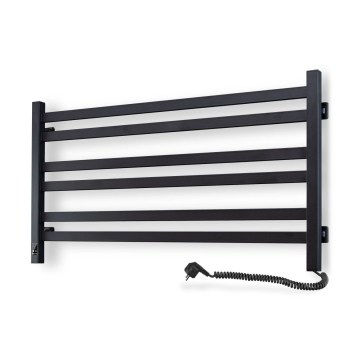Scaldasalviette elettrico con termostato AVANGARD 181W 50x90 cm, nero, lato destro