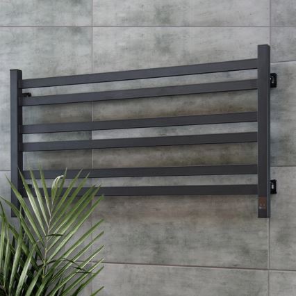 Scaldasalviette elettrico con termostato AVANGARD 181W 50x90 cm, nero, lato sinistro