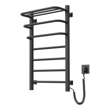 Scaldasalviette elettrico con termostato FORTIS 155 W 80×48 cm, nero, lato destro