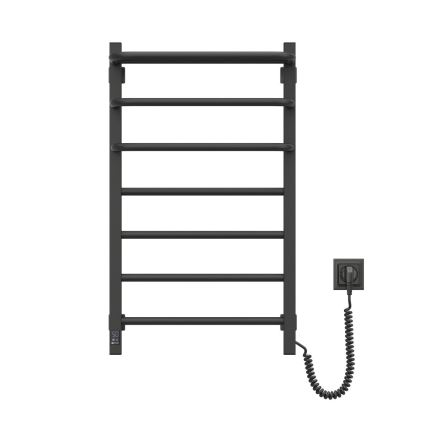 Scaldasalviette elettrico con termostato FORTIS 155 W 80×48 cm, nero, lato destro