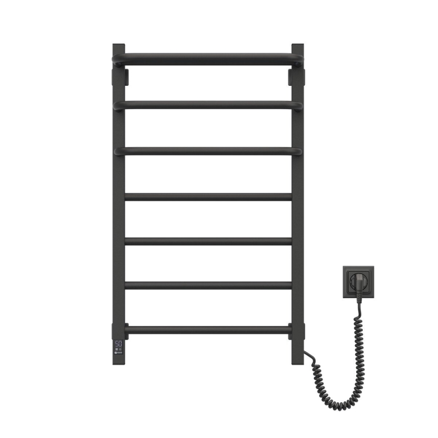 Scaldasalviette elettrico con termostato FORTIS 155 W 80×48 cm, nero, lato destro