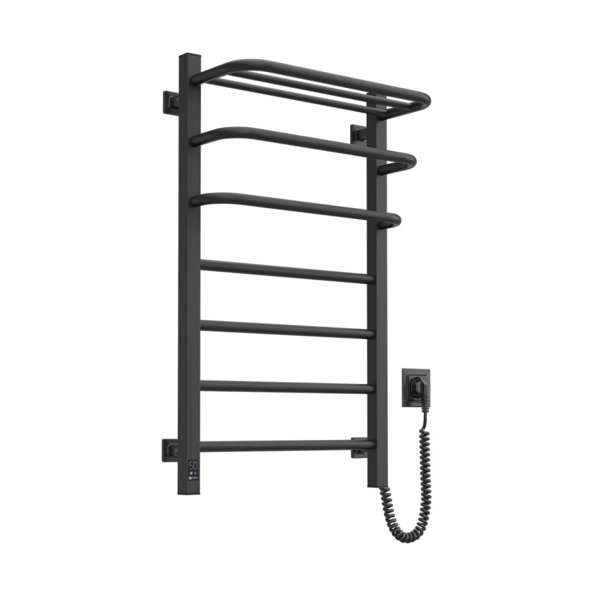 Scaldasalviette elettrico con termostato FORTIS 155 W 80×48 cm, nero, lato destro