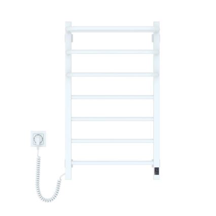 Scaldasalviette elettrico con termostato FORTIS 155W 80x48 cm bianco, lato sinistro